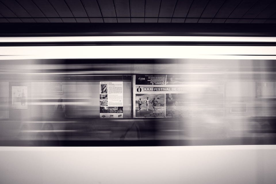 blurred view out of subway window