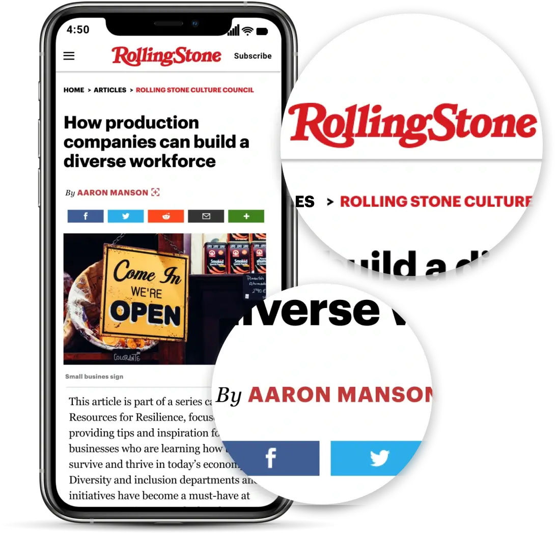 mobile phone showing image of an article on Rolling Stone